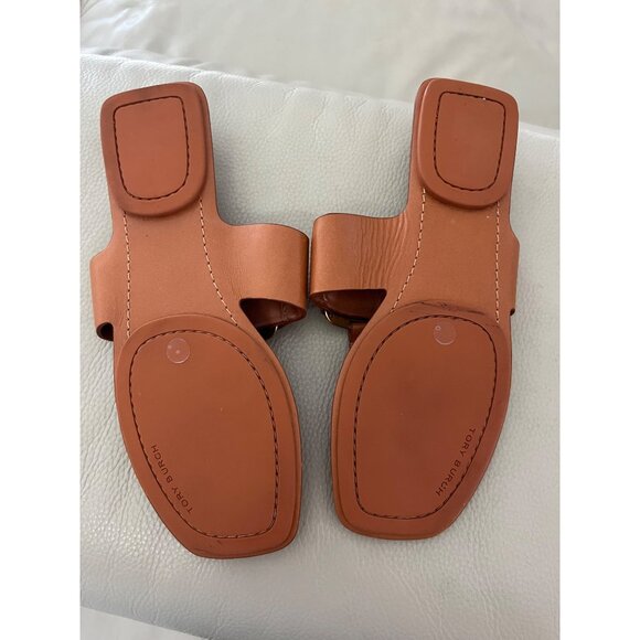 TORY BURCH Women Georgie Gold Logo‎ Leather Sandals Sz 8.5 - Picture 5 of 5